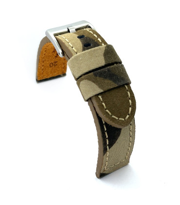Correas de Reloj de Tela de Camuflaje y cuero. Ref 370