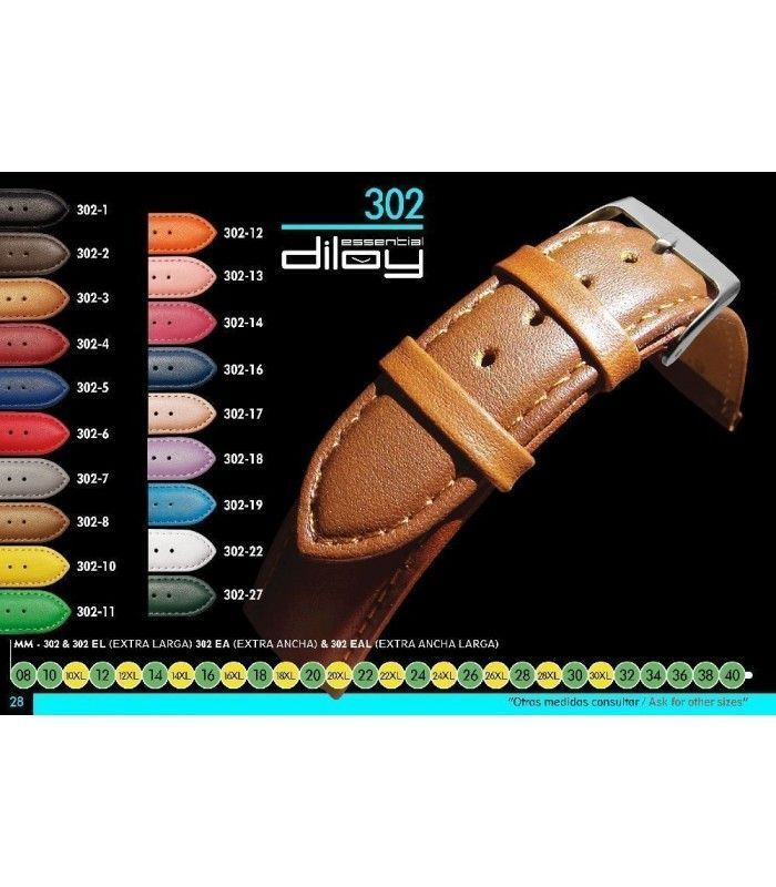 Leather watch strap diloy 302 extra lenght