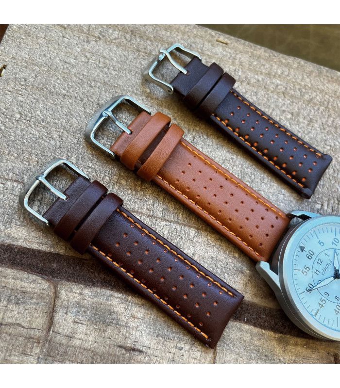 Leather watch strap compatible Amazfit Bip GTS GTR (42mm). Model 367/20mm