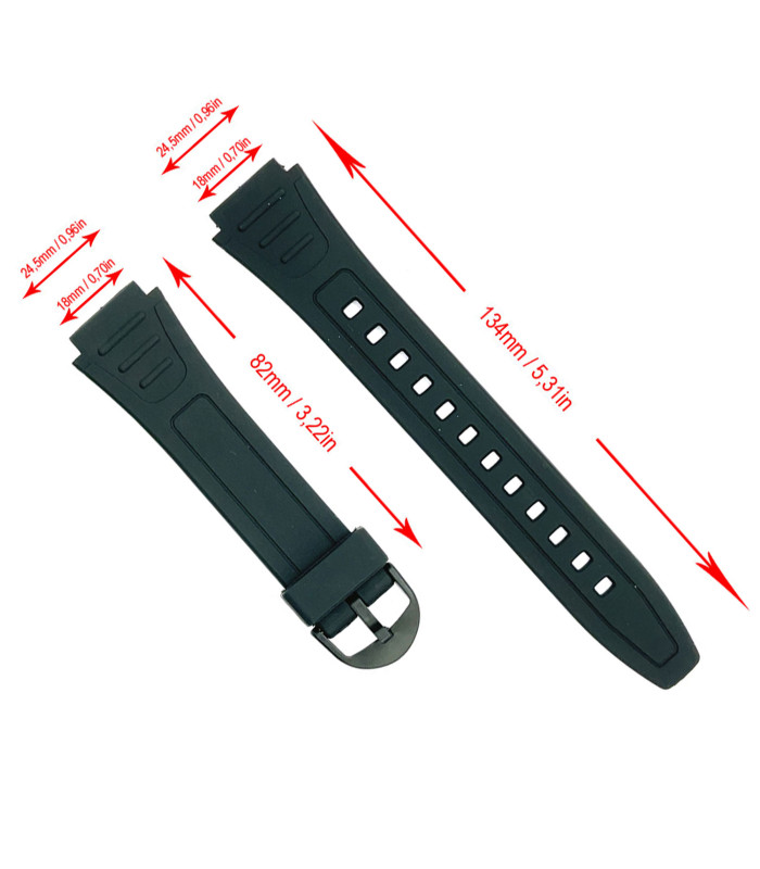ulseira de relógio borracha compatível com Casio W-800H Ref 738EA2 18mm 10268612