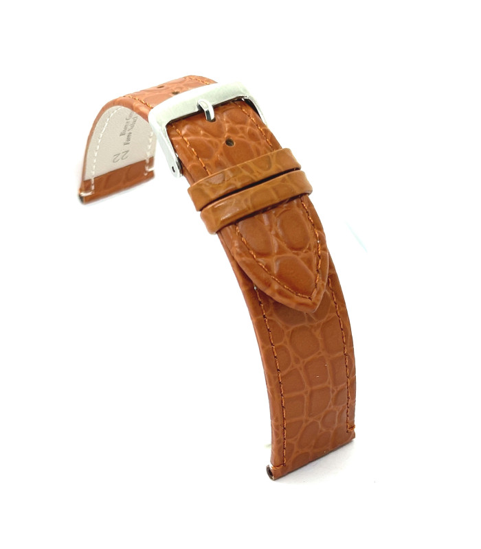 Bracelet Montre En Cuir Crocodile Saumon 18mm - Fabriqué à La Main En Italie - Compatible Omega/Rolex