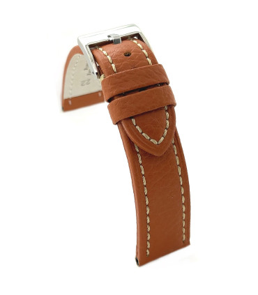 Bison grain leather strap white stitching – Diloy 376