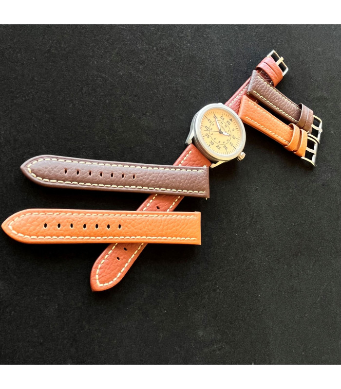 Lederarmband Bison-Prägung weiße Naht – Diloy 376