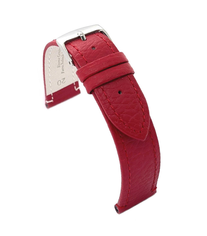 Watch Strap Bison-Grain Embossed Leather Flat Diloy P178