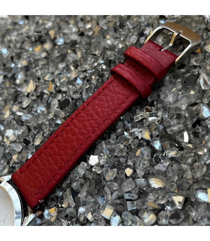 Watch Strap Bison-Grain Embossed Leather Flat Diloy P178