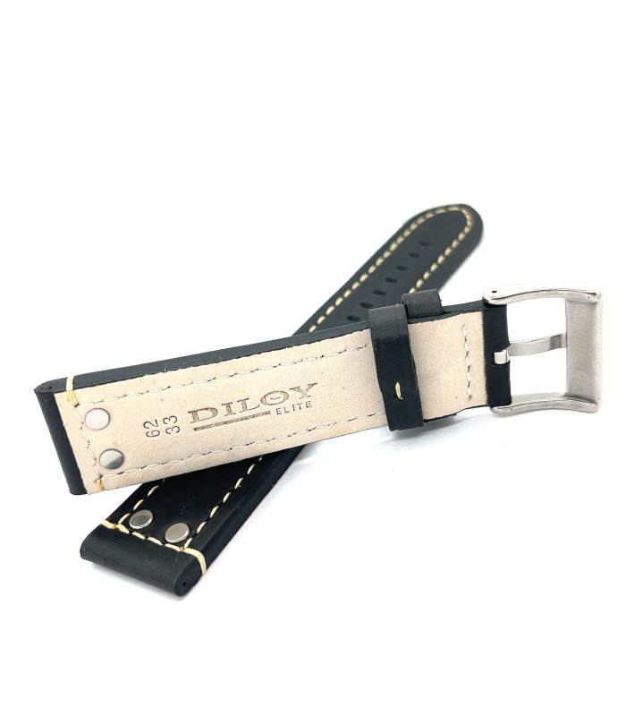 Uhrenarmband aus Fliegerleder mit Stahlnieten, 18 mm, 20 mm, 22 mm, 24 mm, Ref. 381