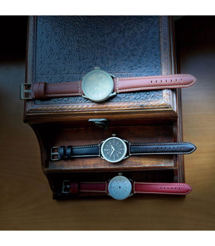 Sportliches Lederarmband weiße Naht – Diloy P354