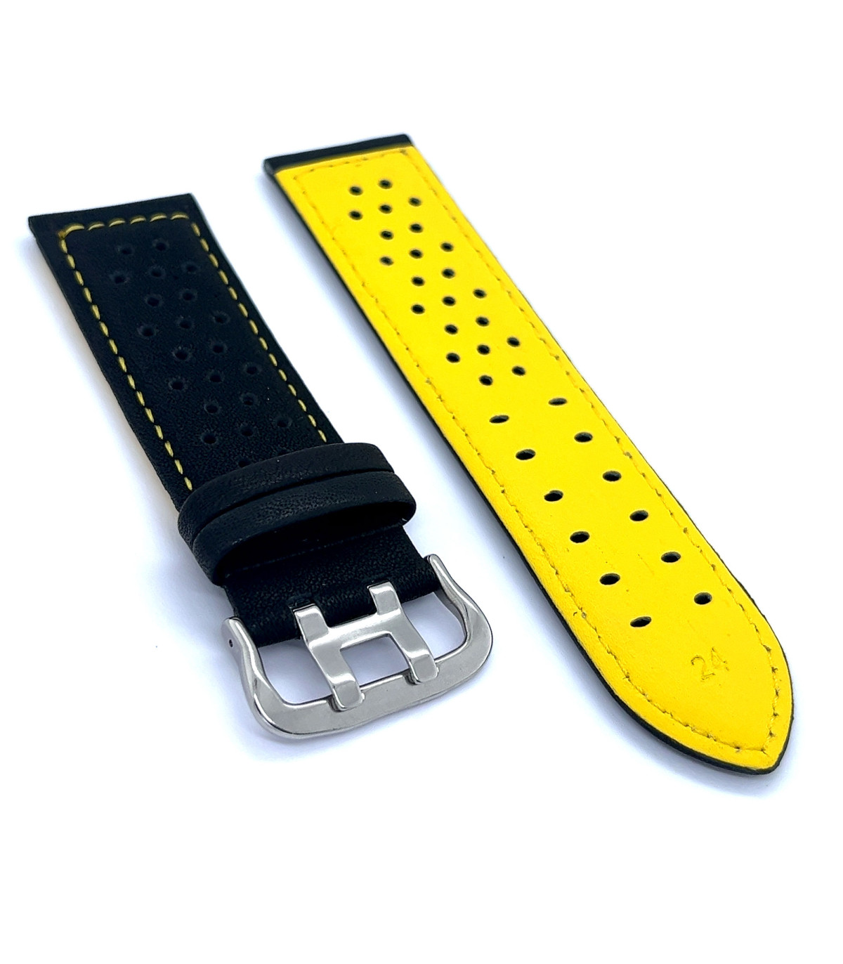 Diloy Uhrenarmband Rindsleder - Perforiertes Rallye Design