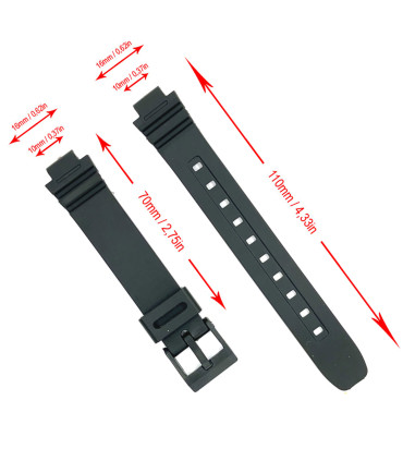 Cinturino orologio nero in gomma resina compatibile con Casio LA-20WH 10393847 LA20