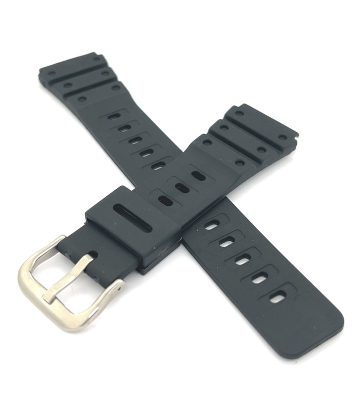 Cinturino orologio nero in gomma resina compatibile con Casio G-shock DBW320, MD501, TGW100, WL10 Rif. 127F1A 20mm