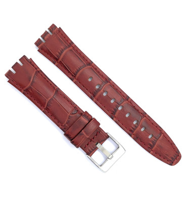 Correa de Reloj de piel compatible con Swatch Irony. Cuero grabado cocodrilo alligator 21-23mm Ref 328