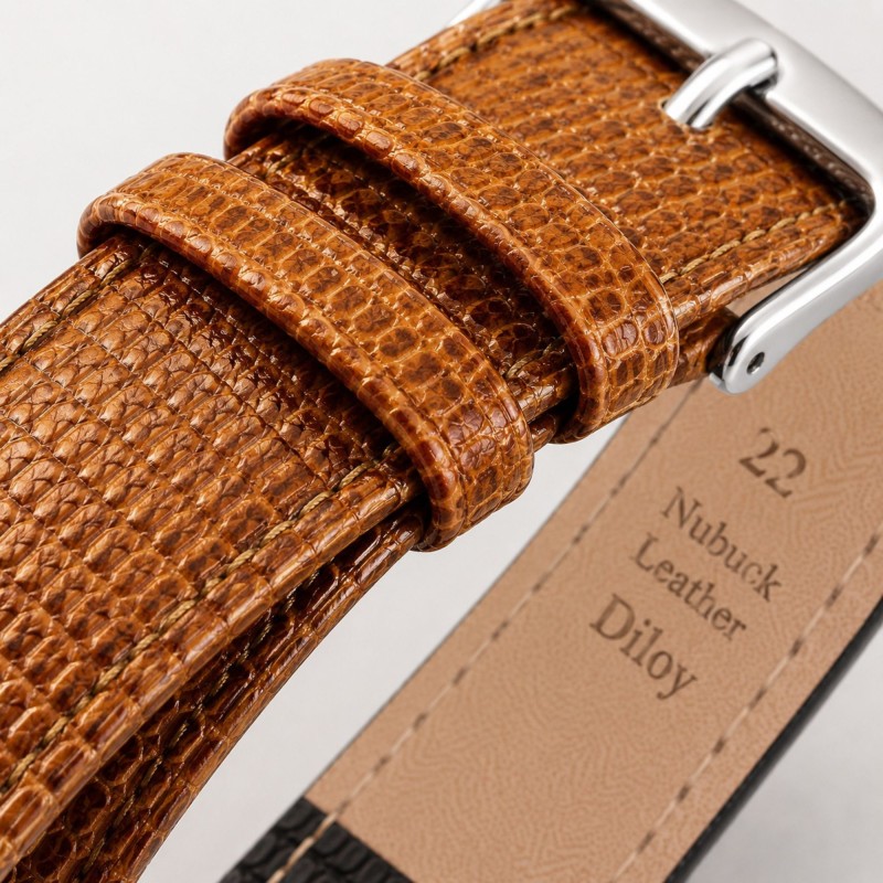 Correa de reloj cuero grabado lagarto plana Diloy 407