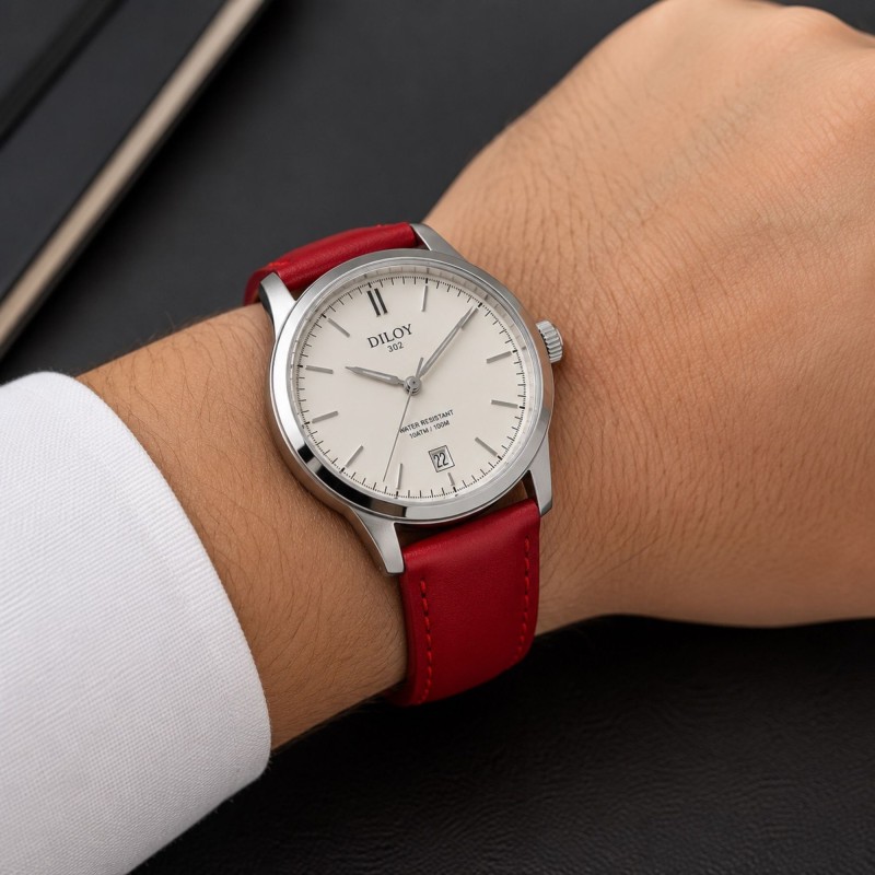 Correa reloj cuero liso cosida alomada Diloy 302