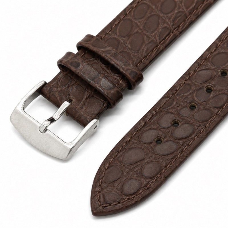 Watch Strap Crocodile-Embossed Leather Round Diloy P209