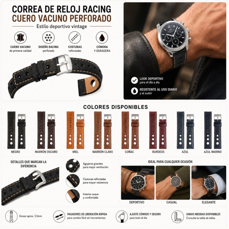 Cinturino orologio pelle traforata Rally Racing Diloy P355