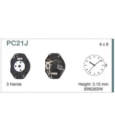 Máquinas ou movimentos para relógio, HATTORI PC21J