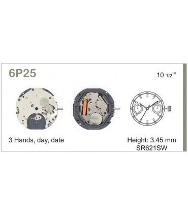 Máquina o movimiento para reloj MIYOTA 6P25