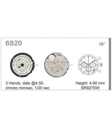 Meccanismo Orologio Ref MIYOTA 6S20