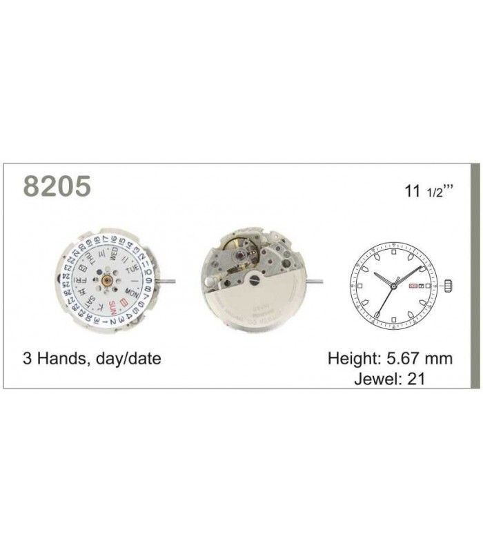Máquina o movimiento para reloj MIYOTA 8205