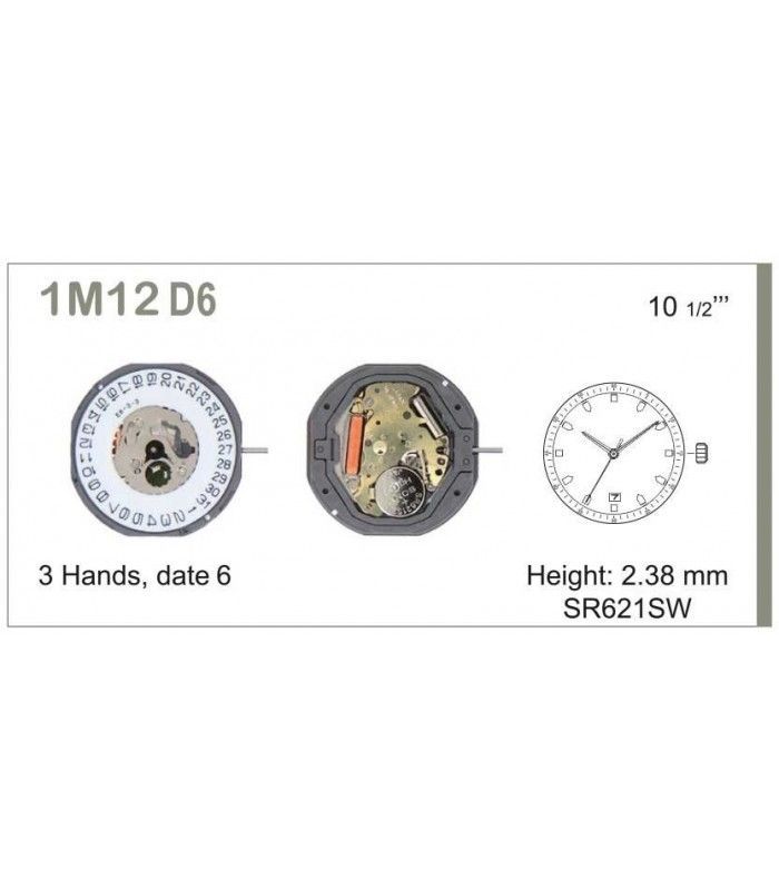 Máquinas ou movimentos para relógio, MIYOTA 1M12D6