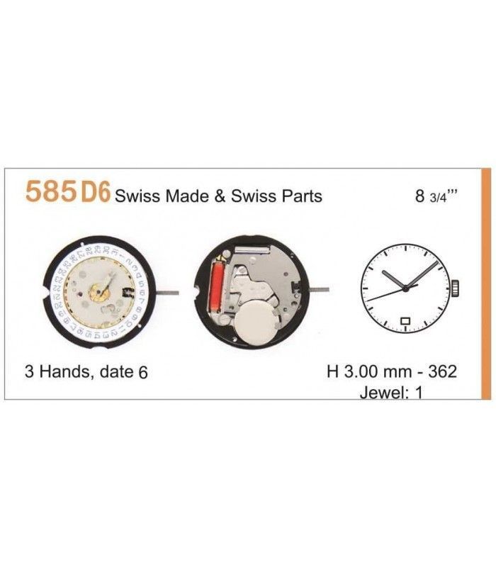 Máquinas ou movimentos para relógio, RONDA 585D6