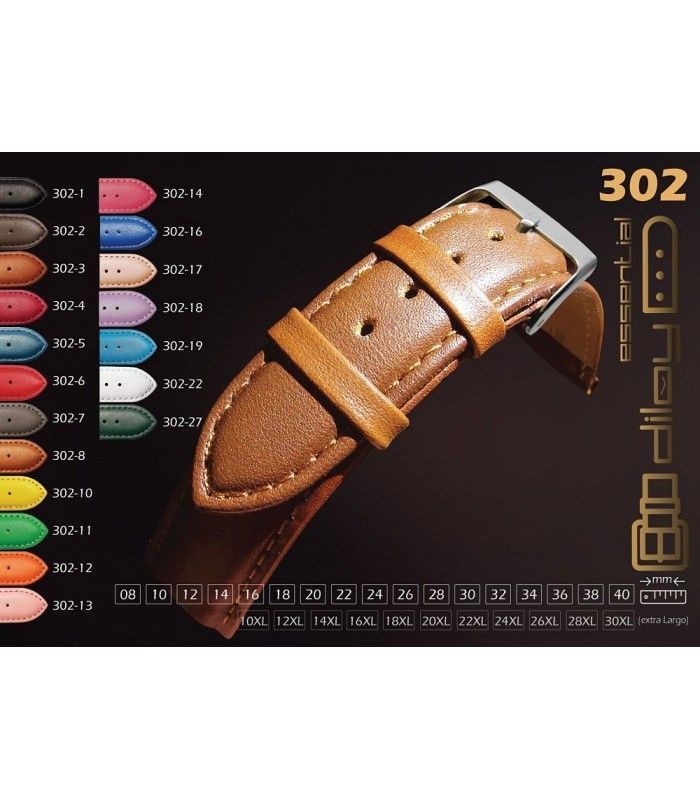 Correa de Reloj Piel Vacuno cuero liso. 8mm 10mm 12mm 14mm 16mm 18mm 20mm 22mm 24mm Ref. 302