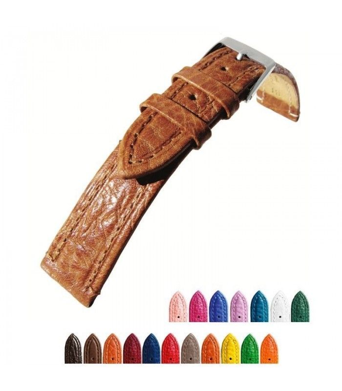 Correa de reloj de cuero. Piel grabado bisonte 12mm 14mm 16mm 18mm 20mm 22mm Ref. P178