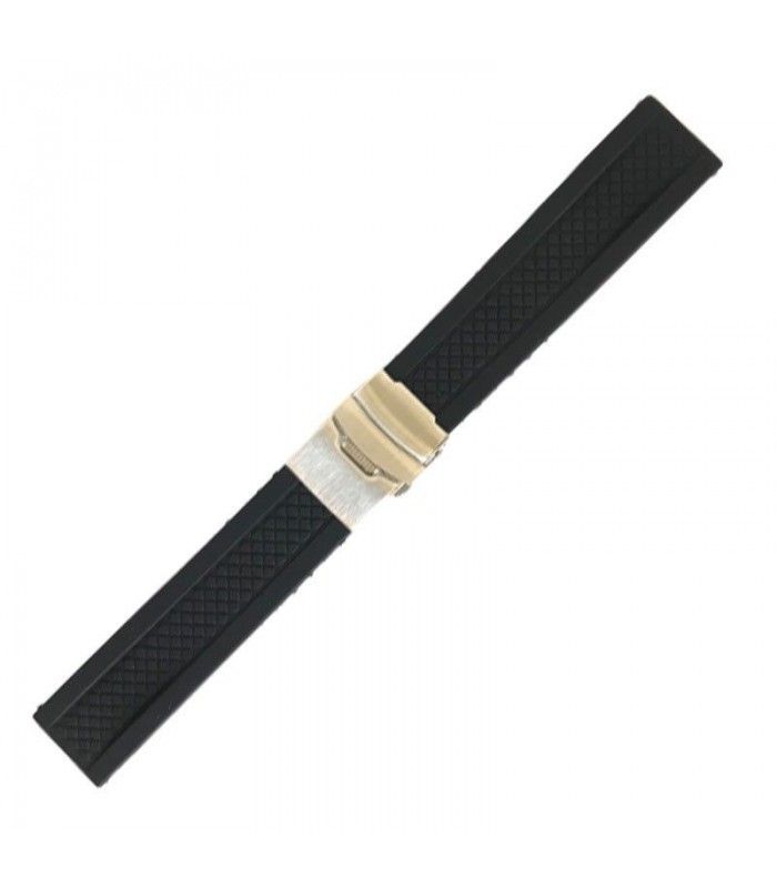 Correa de reloj de silicona negra en 22mm Ref BR35