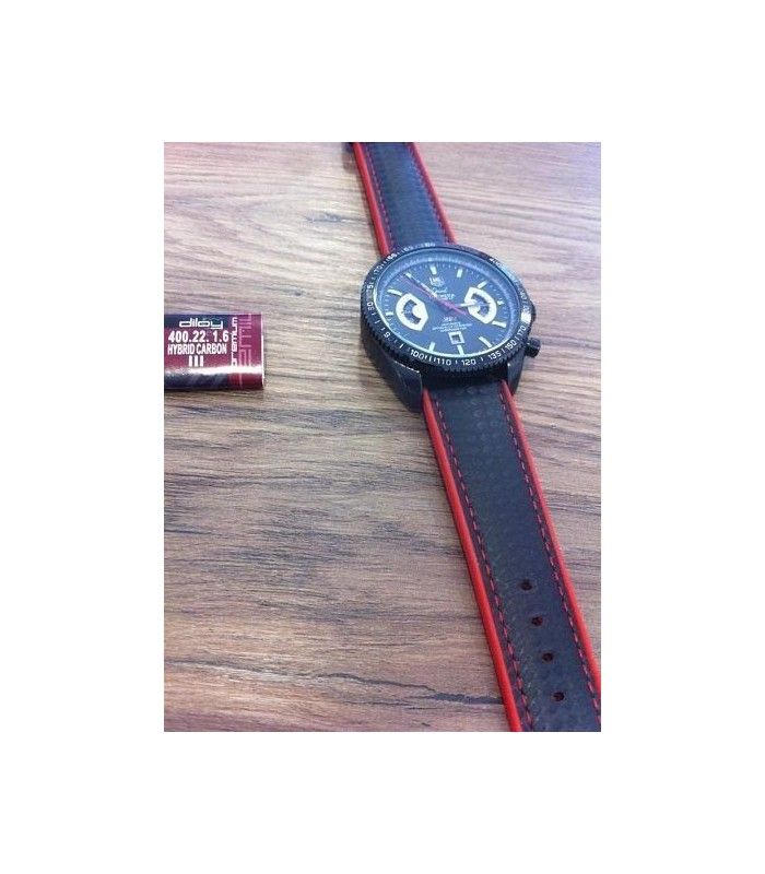 Leather and silicone watch strap, Diloy 400 - Hybrid Carbon