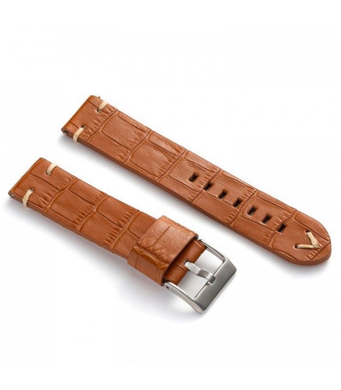 Uhrenarmband Kalbsleder Krokodilprägung Vintage handgefertigt – Diloy 403