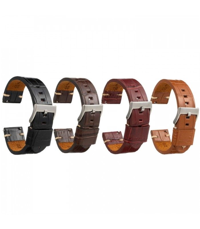 Uhrenarmband Kalbsleder Krokodilprägung Vintage handgefertigt – Diloy 403