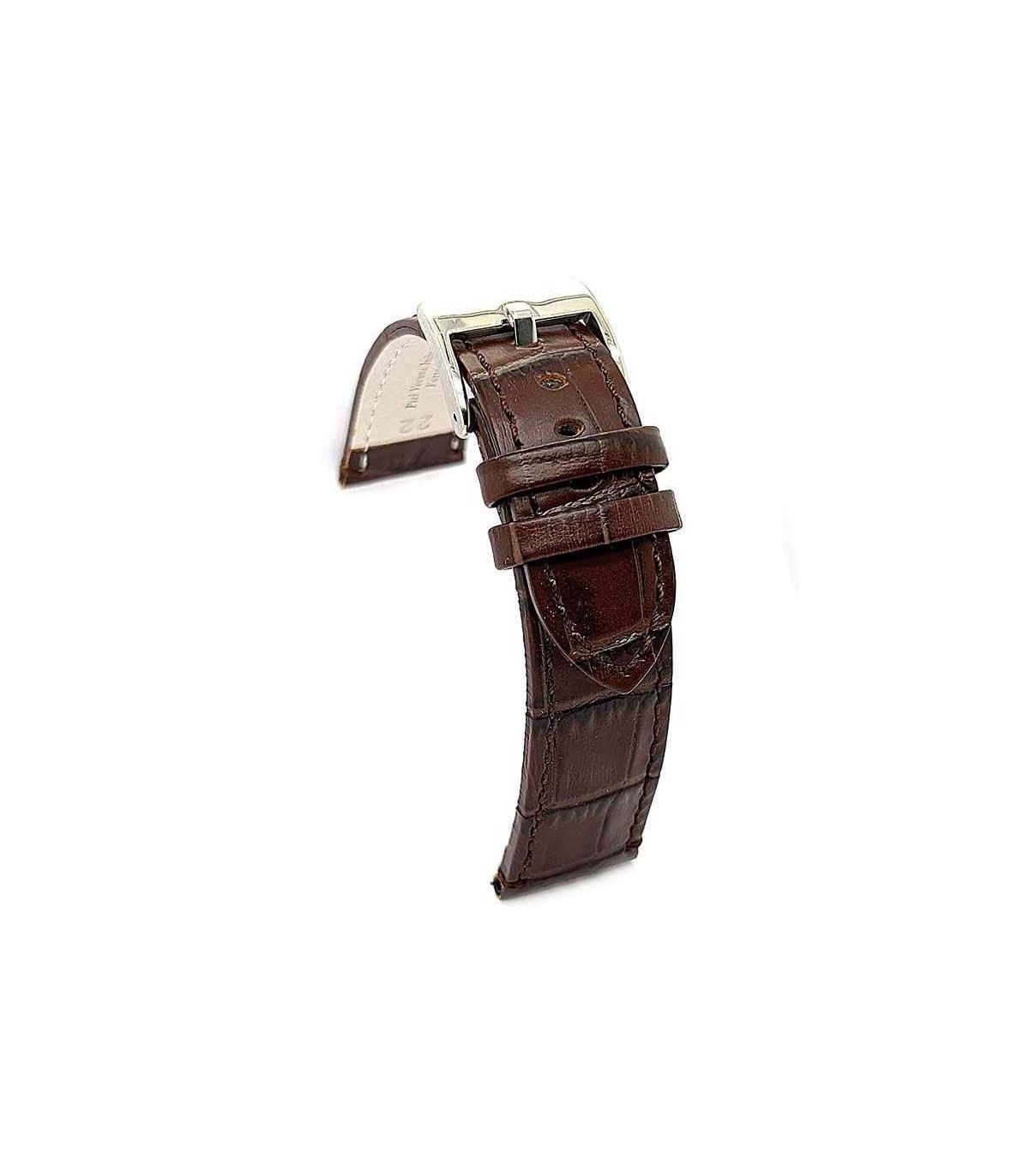 Flat crocodile grain sports leather strap square scale – Diloy 361