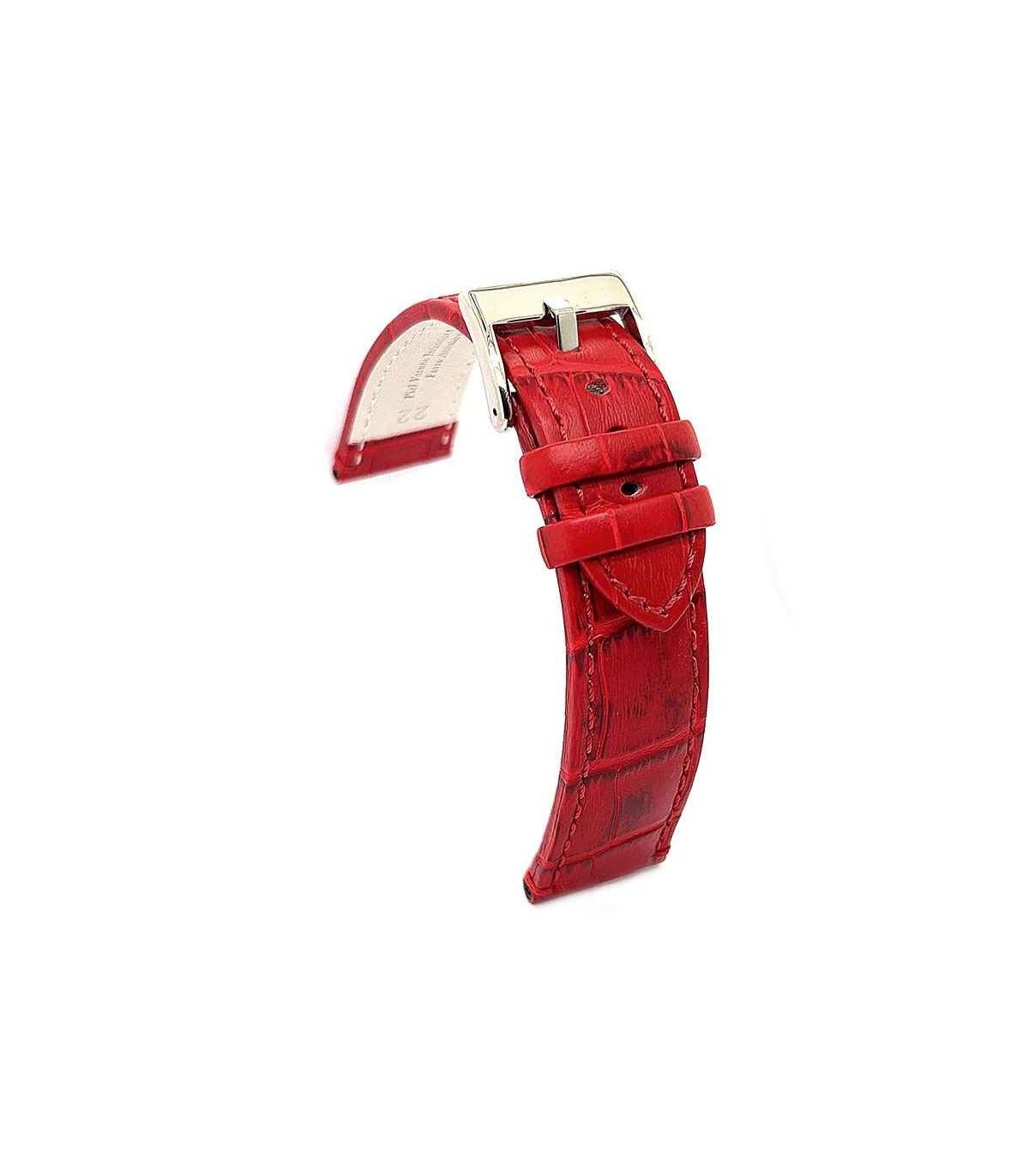 Flat crocodile grain sports leather strap square scale – Diloy 361