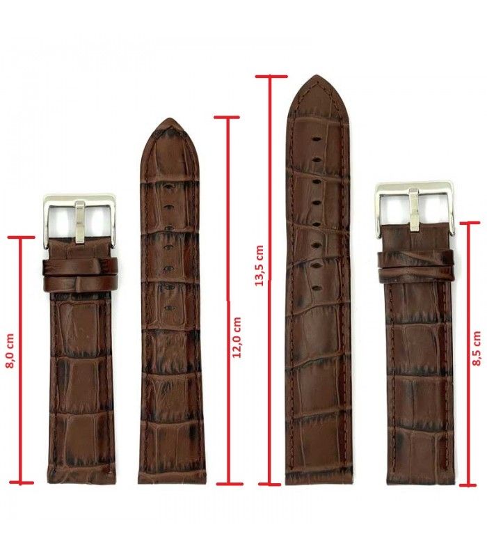 Correas de Reloj de Piel Grabado Cocodrilo Largo Especial. Ref 368EL