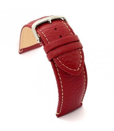 Bracelet montre cuir bison couture blanche – Diloy P206