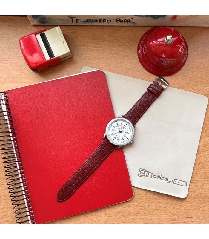 Pulseira de relógio elegante plana de couro feita com couro de búfalo gravado 8mm 10mm 12mm 14mm 16mm 18mm 20mm 22mm Ref. 86