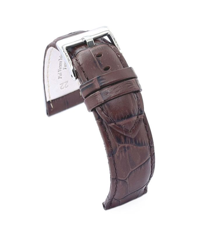 Bracelet cuir gravé crocodile bombé écaille carrée sport – Diloy 368