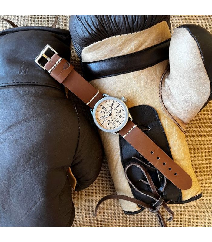 Vintage smooth leather watch strap handmade 18mm 20mm 22mm 24mm