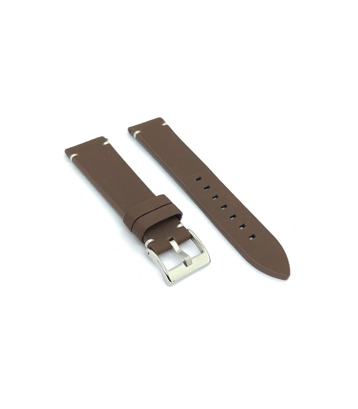 Bracelet De Montre En Cuir Véritable WOCCI à Motif Fleuri - Changement Rapide Sans Outil - Boucle Inox - Largeurs 18mm/20mm/22mm