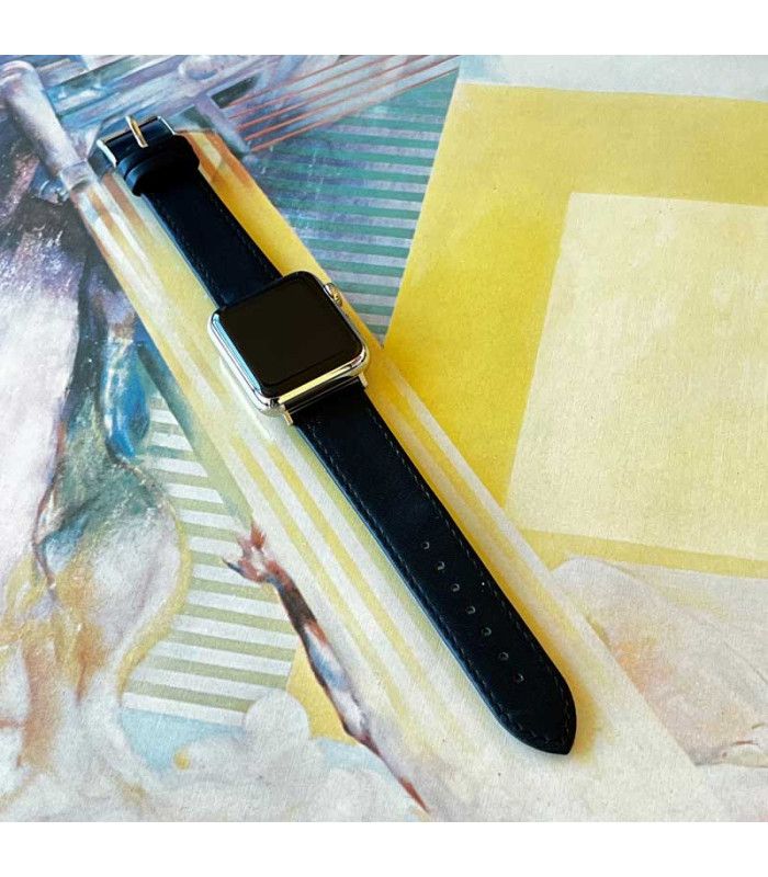 Leather strap Diloy 304 – Classic, smooth stitched, flat design