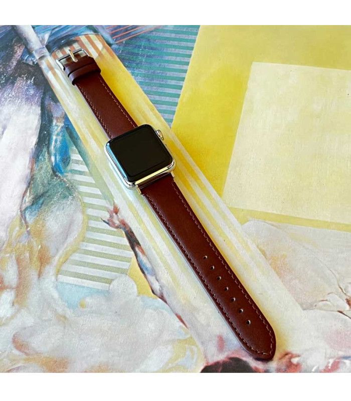 Leather strap Diloy 304 – Classic, smooth stitched, flat design