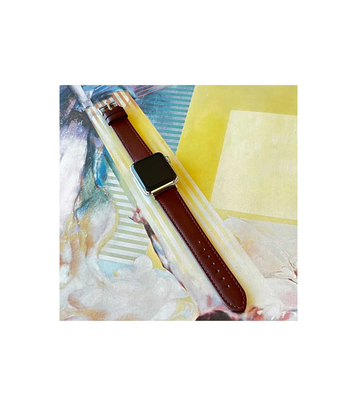 Leather strap Diloy 304 – Classic, smooth stitched, flat design