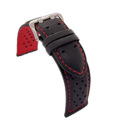 Bracelet rally racing cuir lisse perforé couture doublure colorées – Diloy 380