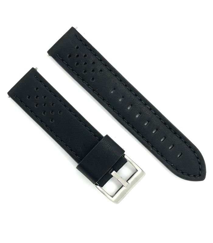 Vintage rally racing perforated smooth leather watch strap – Diloy 398