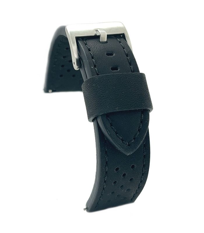 Vintage rally racing perforated smooth leather watch strap – Diloy 398