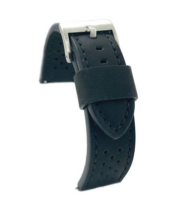 Bracelet rally racing cuir lisse perforé vintage montre – Diloy 398