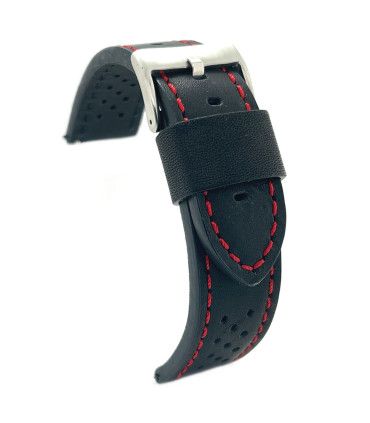 Vintage rally racing perforated smooth leather watch strap – Diloy 398