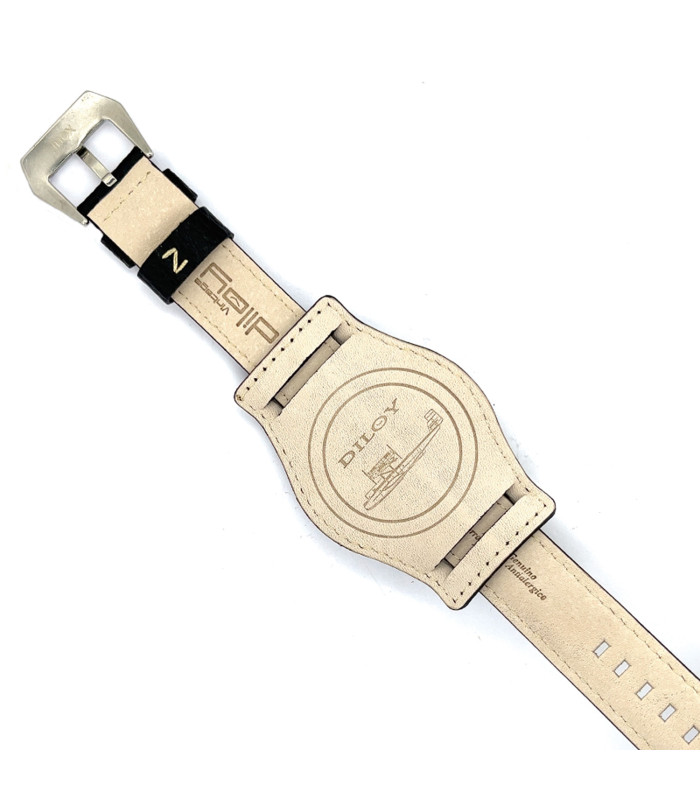 Bund leather watch strap buffalo embossed sporty Diloy 386