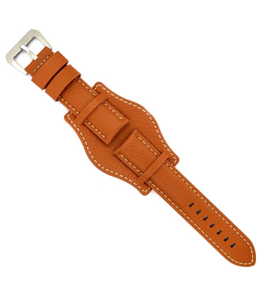 Bracelet montre Bund cuir bison sportif acier Diloy 386