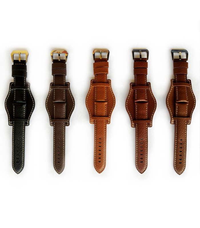 Bund leather watch strap buffalo embossed sporty Diloy 386